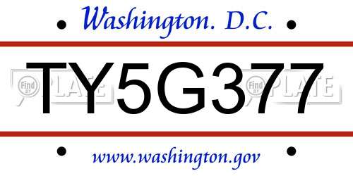 TY5G377 District Of Columbia License Plate