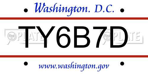 TY6B7D District Of Columbia License Plate