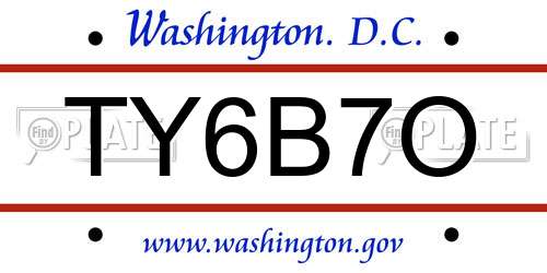 TY6B7O District Of Columbia License Plate