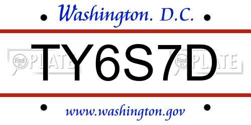 TY6S7D District Of Columbia License Plate
