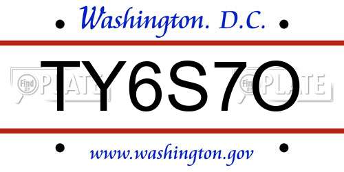 TY6S7O District Of Columbia License Plate