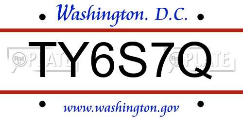 TY6S7Q District Of Columbia License Plate