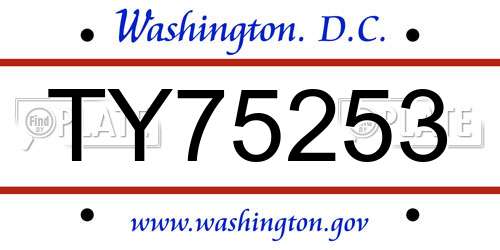 TY75253 District Of Columbia License Plate