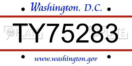 TY75283 District Of Columbia License Plate