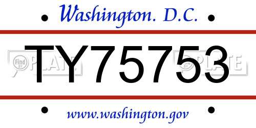 TY75753 District Of Columbia License Plate