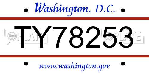 TY78253 District Of Columbia License Plate
