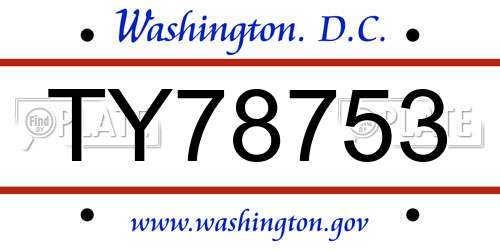 TY78753 District Of Columbia License Plate