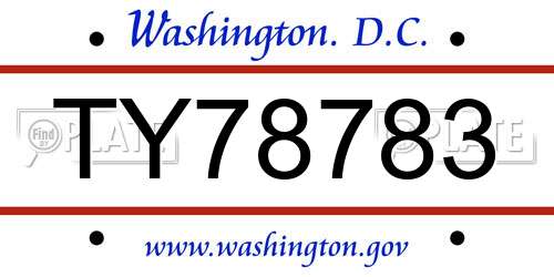TY78783 District Of Columbia License Plate
