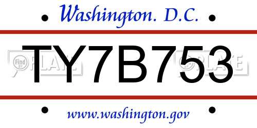 TY7B753 District Of Columbia License Plate