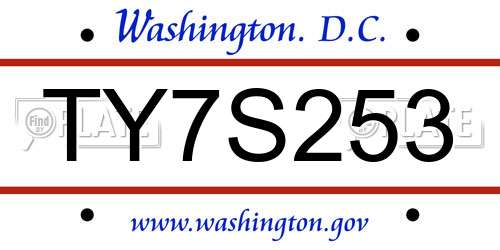 TY7S253 District Of Columbia License Plate