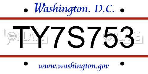 TY7S753 District Of Columbia License Plate