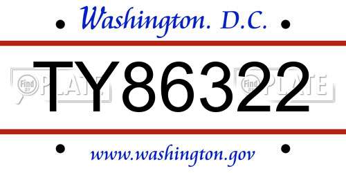 TY86322 District Of Columbia License Plate