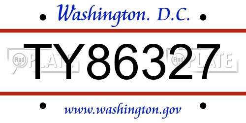 TY86327 District Of Columbia License Plate