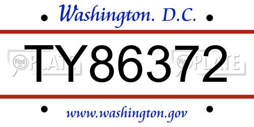 TY86372 District Of Columbia License Plate