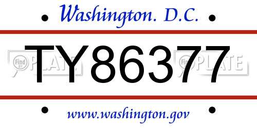TY86377 District Of Columbia License Plate
