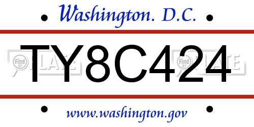 TY8C424 District Of Columbia License Plate