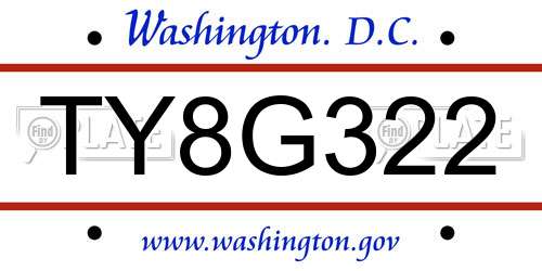 TY8G322 District Of Columbia License Plate