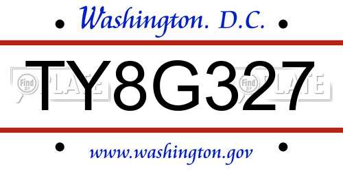 TY8G327 District Of Columbia License Plate