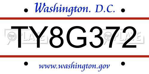 TY8G372 District Of Columbia License Plate