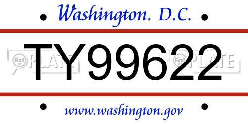 TY99622 District Of Columbia License Plate