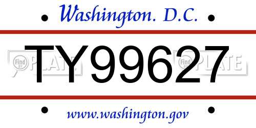TY99627 District Of Columbia License Plate