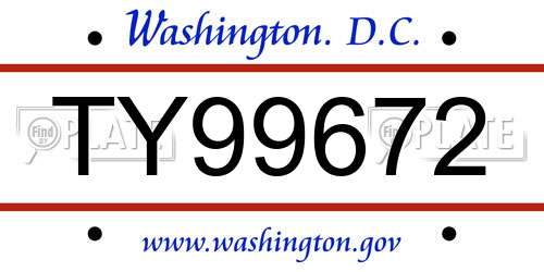 TY99672 District Of Columbia License Plate