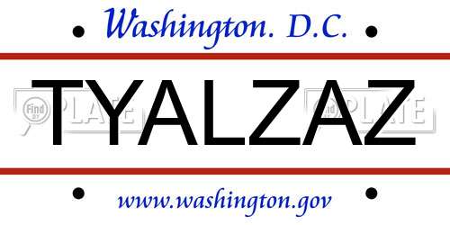 TYALZAZ District Of Columbia License Plate