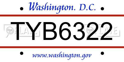 TYB6322 District Of Columbia License Plate