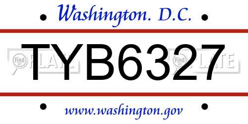TYB6327 District Of Columbia License Plate