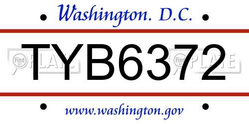 TYB6372 District Of Columbia License Plate