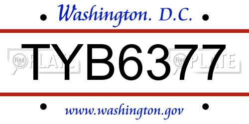 TYB6377 District Of Columbia License Plate