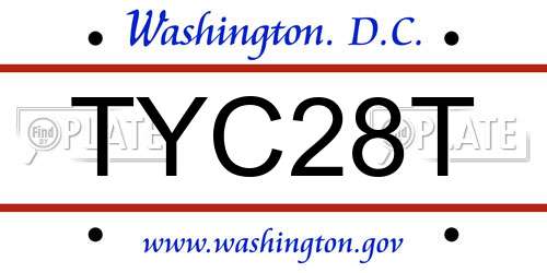 TYC28T District Of Columbia License Plate