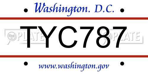 TYC787 District Of Columbia License Plate