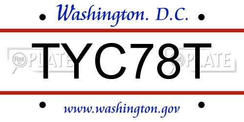 TYC78T District Of Columbia License Plate