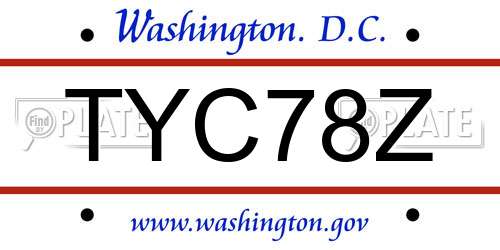 TYC78Z District Of Columbia License Plate
