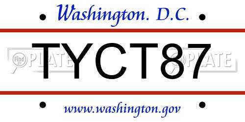 TYCT87 District Of Columbia License Plate