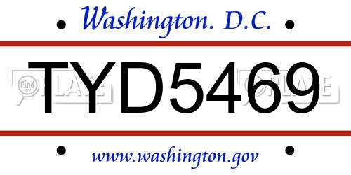 TYD5469 District Of Columbia License Plate