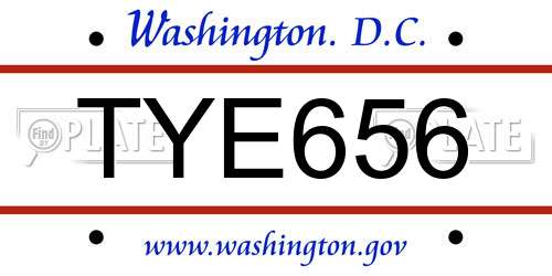 TYE656 District Of Columbia License Plate