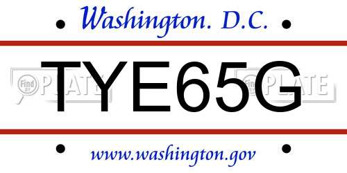 TYE65G District Of Columbia License Plate