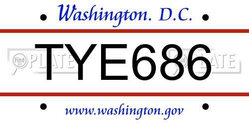 TYE686 District Of Columbia License Plate