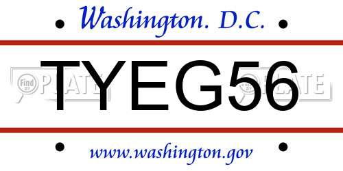 TYEG56 District Of Columbia License Plate