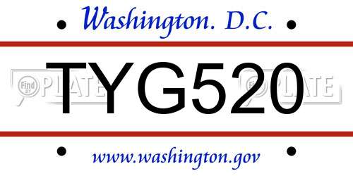 TYG520 District Of Columbia License Plate