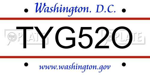 TYG52O District Of Columbia License Plate