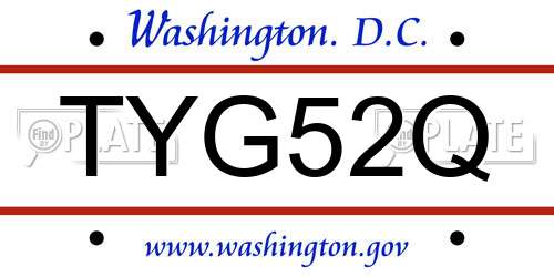TYG52Q District Of Columbia License Plate
