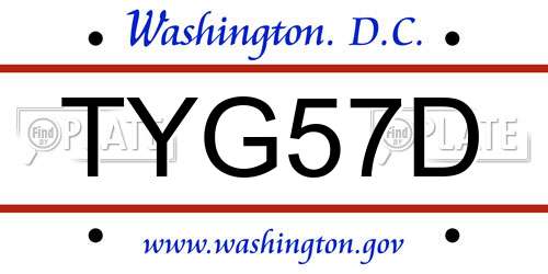 TYG57D District Of Columbia License Plate