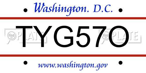 TYG57O District Of Columbia License Plate