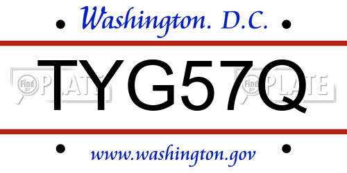 TYG57Q District Of Columbia License Plate