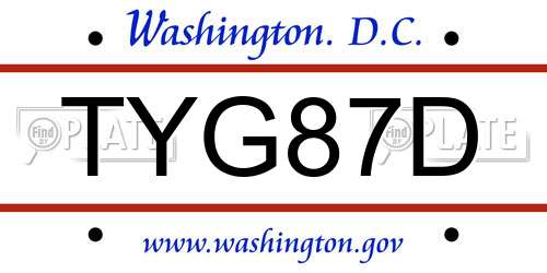 TYG87D District Of Columbia License Plate