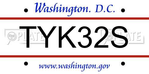 TYK32S District Of Columbia License Plate