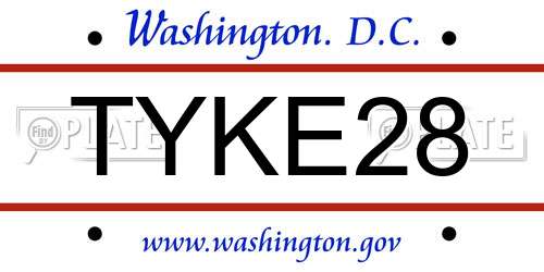 TYKE28 District Of Columbia License Plate